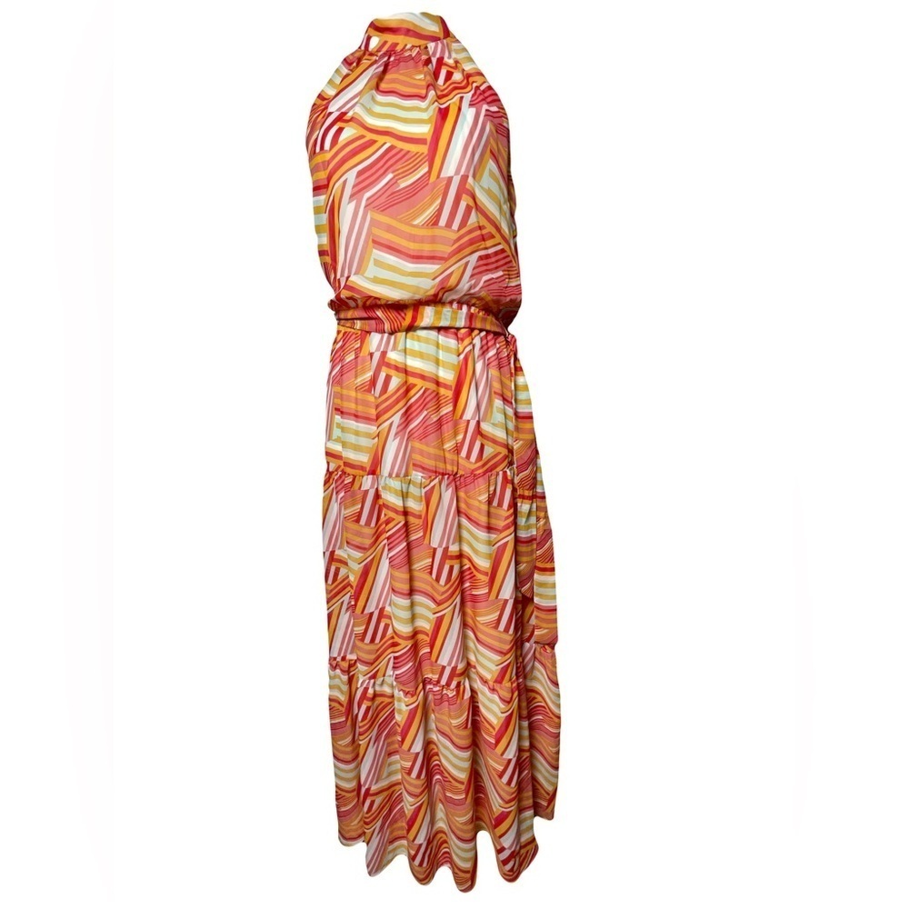 Julia Jordan Women's Printed Mock-Neck Tier Maxi Dress Size 4 Retro 70’s Boho - Picture 1 of 11